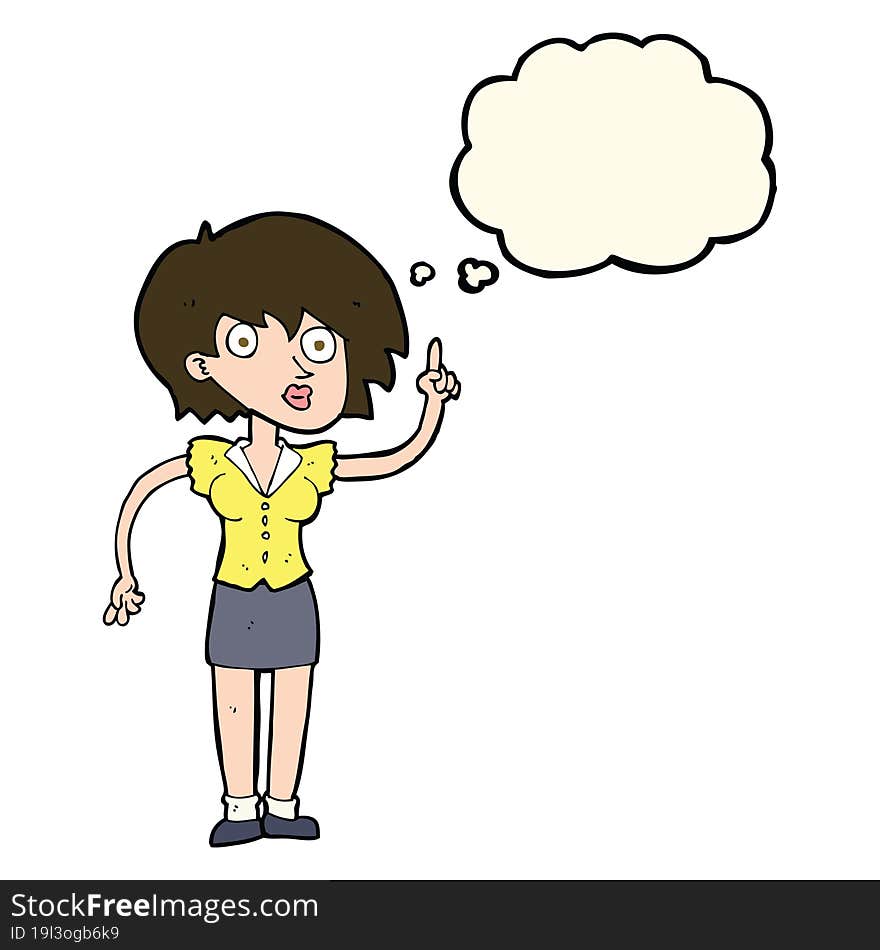 cartoon woman with question with thought bubble