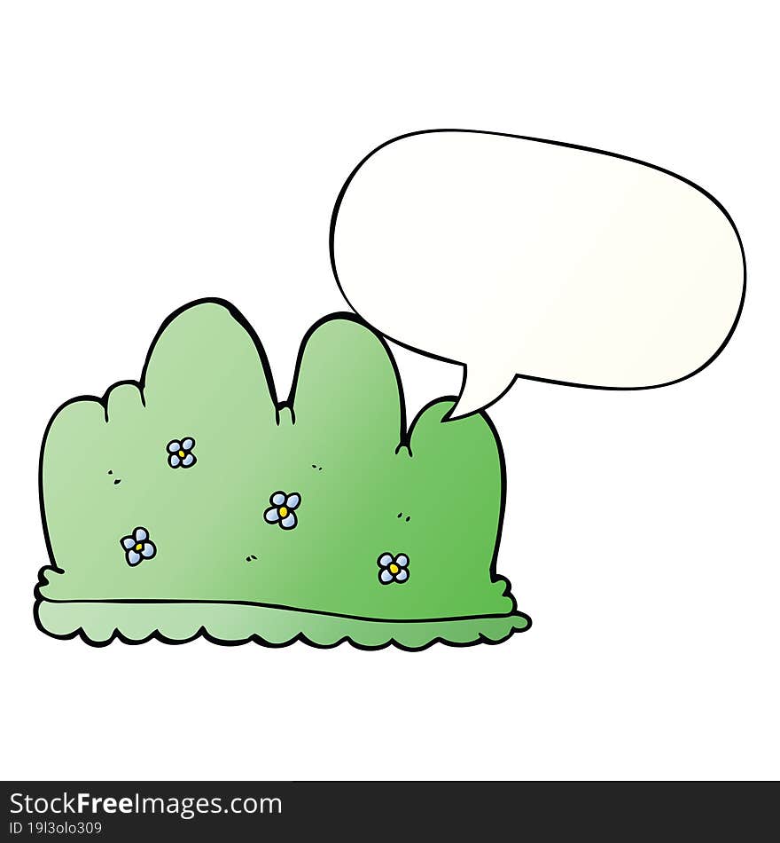 cartoon hedge and speech bubble in smooth gradient style