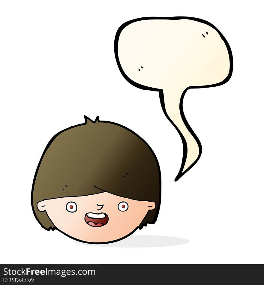 Cartoon Happy Face With Speech Bubble