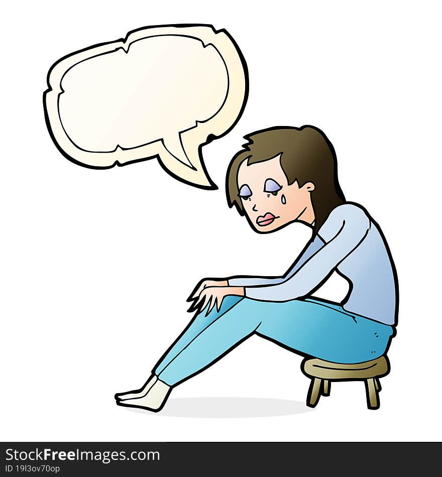 cartoon crying woman with speech bubble