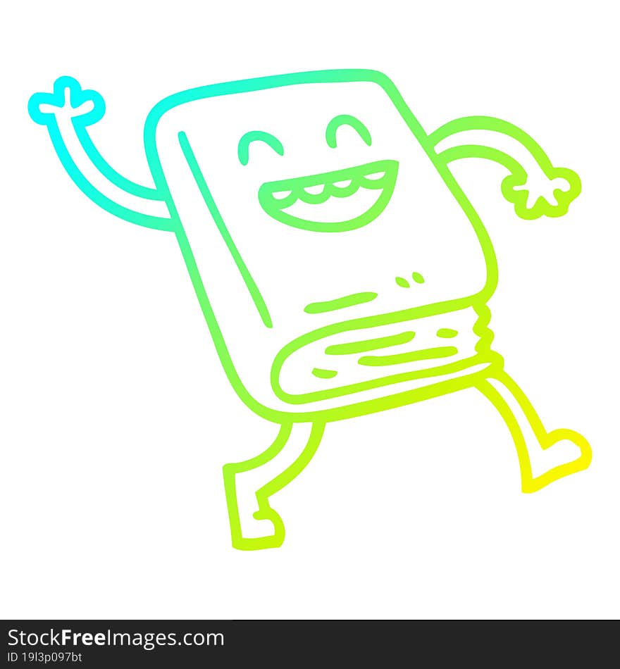 Cold Gradient Line Drawing Cartoon Dancing Book