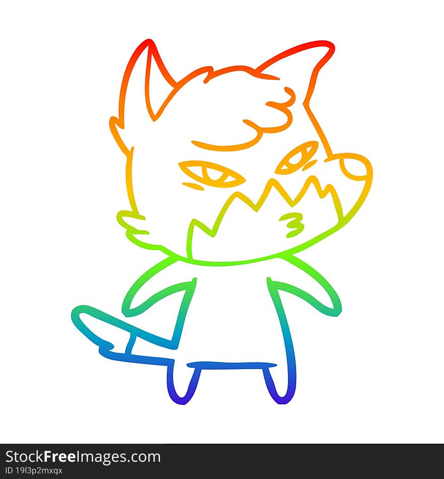 rainbow gradient line drawing clever cartoon fox