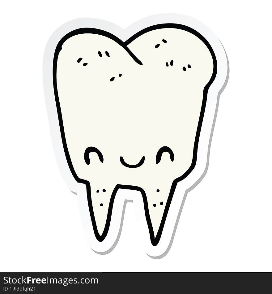 Sticker Of A Cartoon Tooth