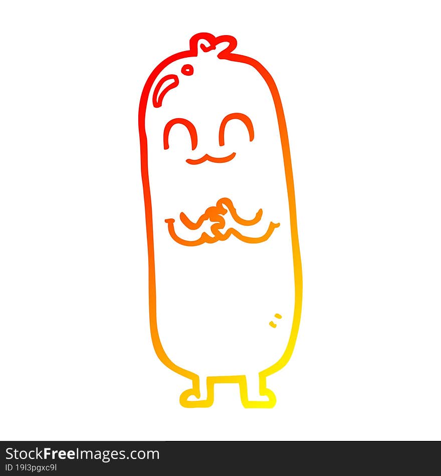 warm gradient line drawing cartoon sausage