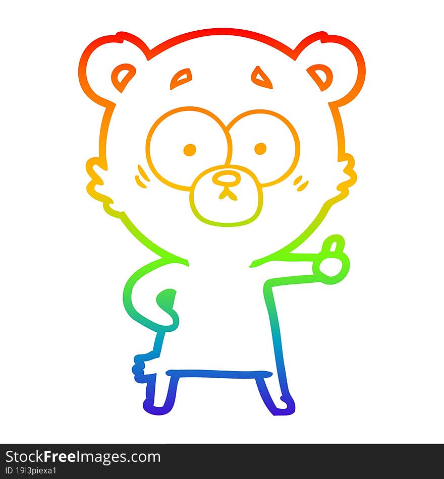 rainbow gradient line drawing nervous polar bear cartoon