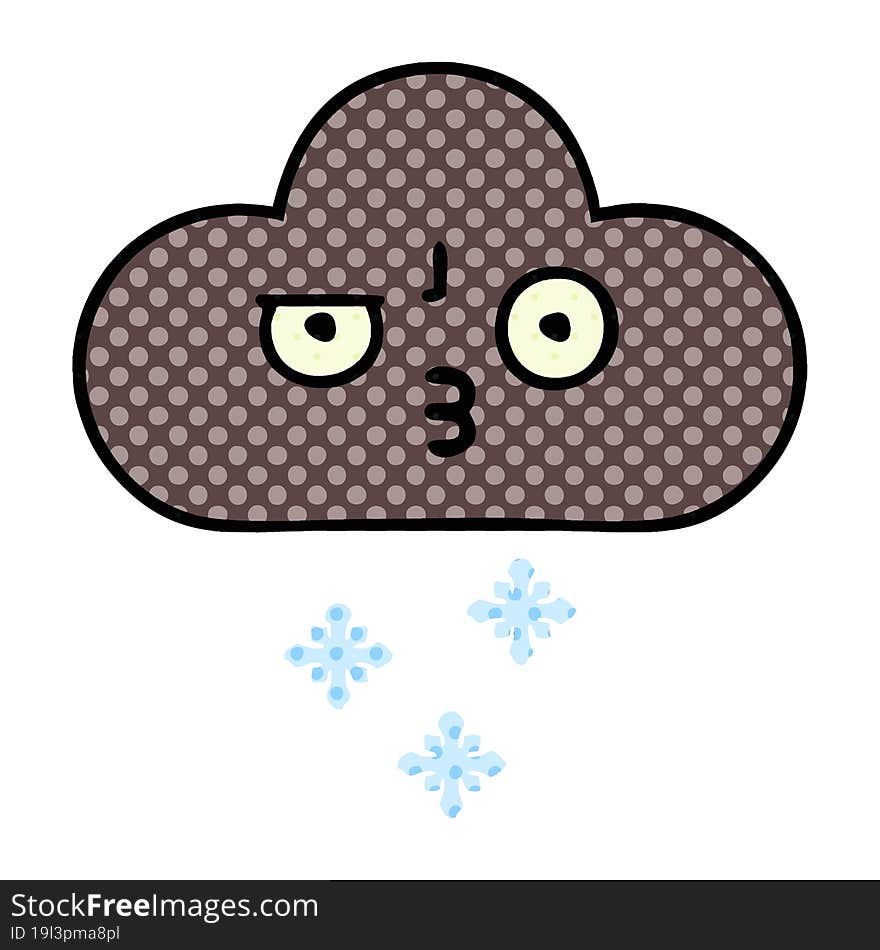 Comic Book Style Cartoon Storm Snow Cloud