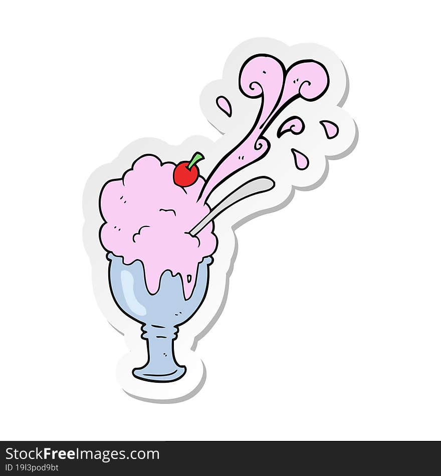 sticker of a cartoon ice cream