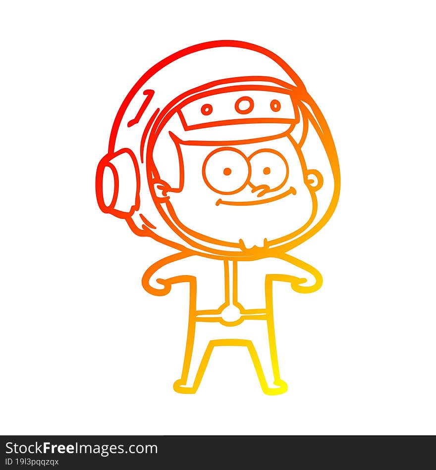 warm gradient line drawing of a happy astronaut cartoon