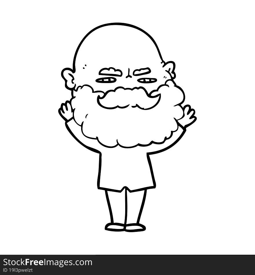 cartoon man with beard frowning. cartoon man with beard frowning