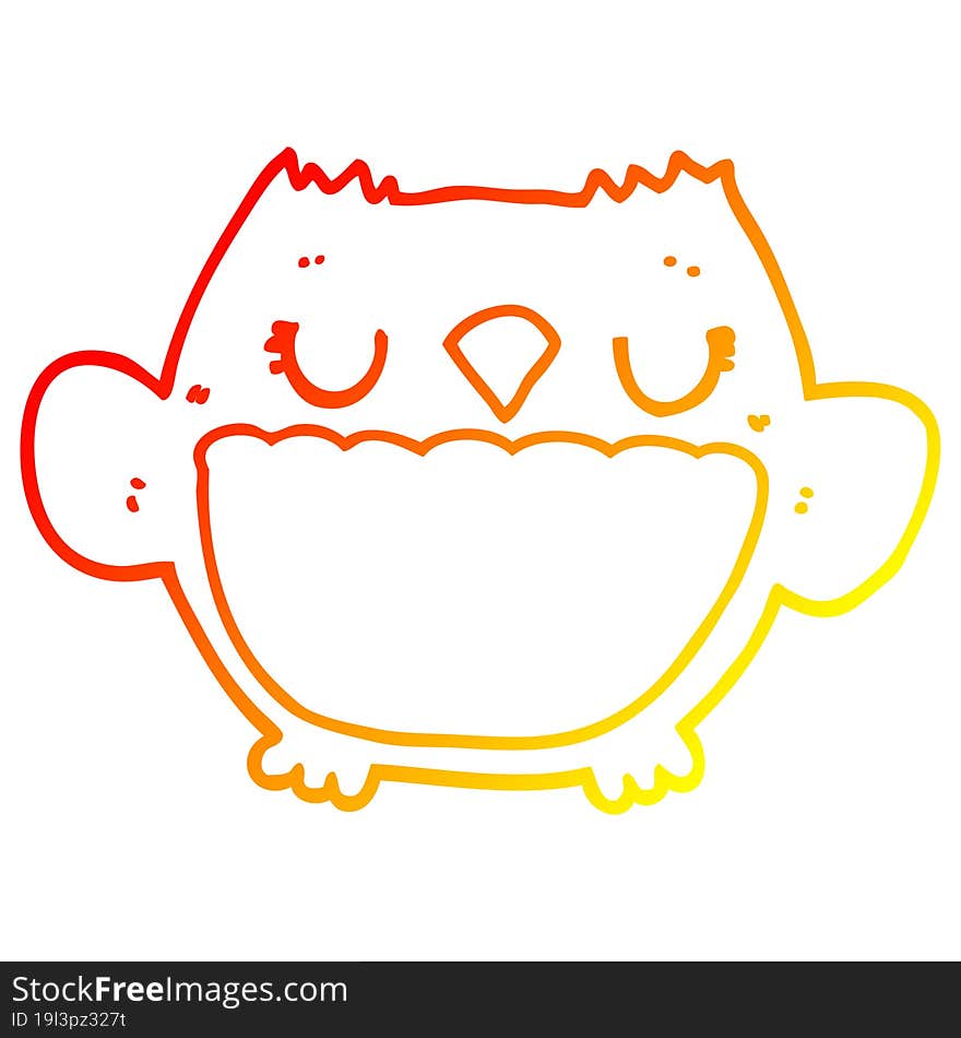 Warm Gradient Line Drawing Cartoon Owl