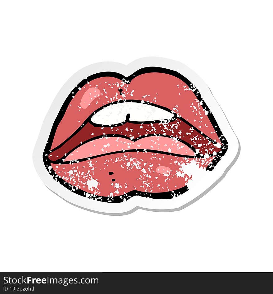 retro distressed sticker of a open mouth cartoon symbol