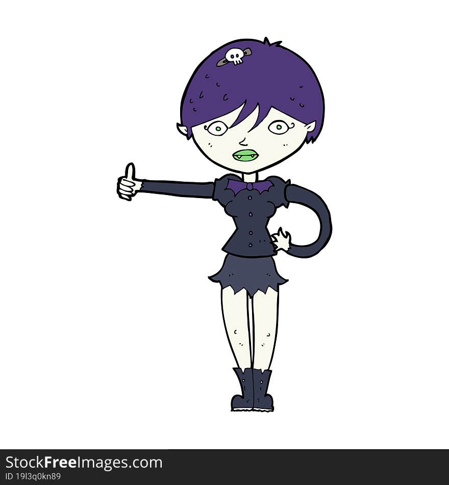 cartoon vampire girl giving thumbs up symbol