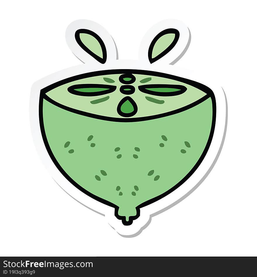 sticker of a quirky hand drawn cartoon lime