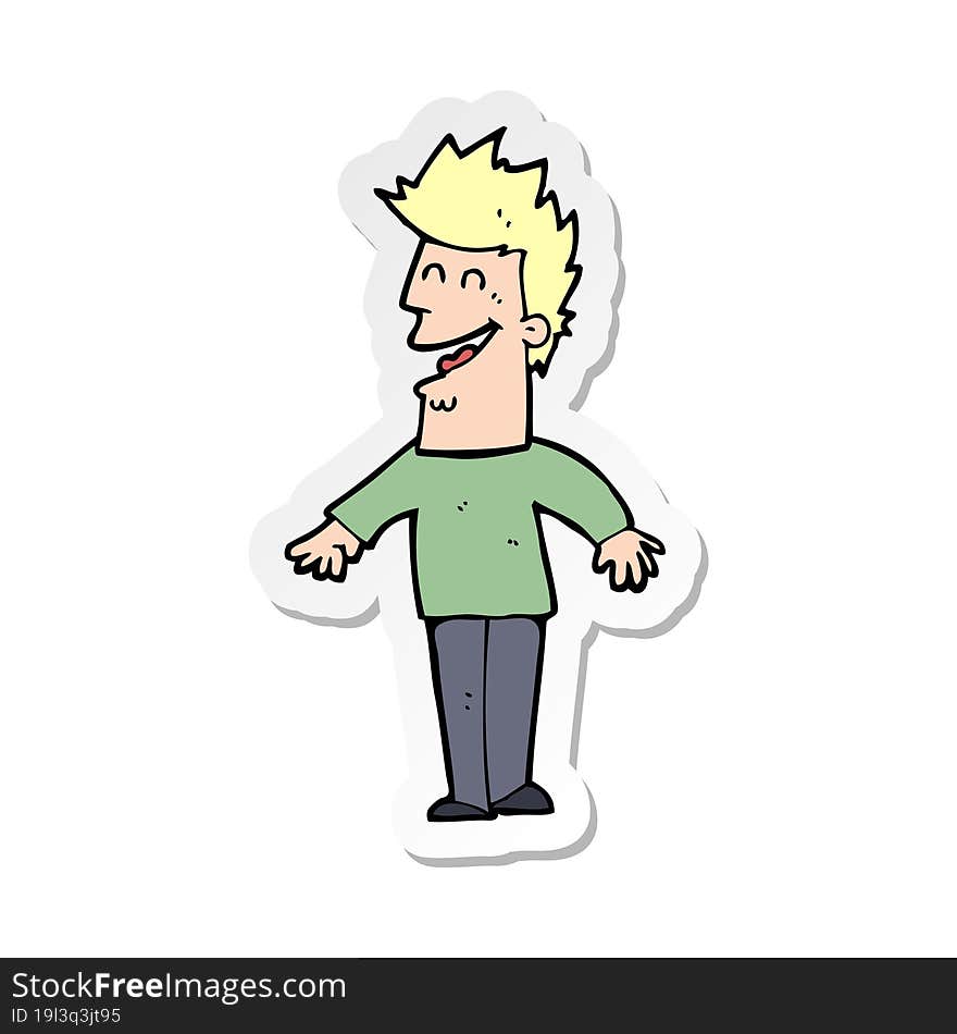 Sticker Of A Cartoon Happy Man