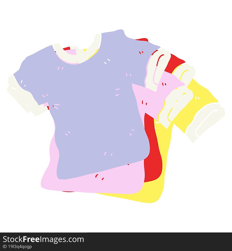 flat color illustration of a cartoon t shirts