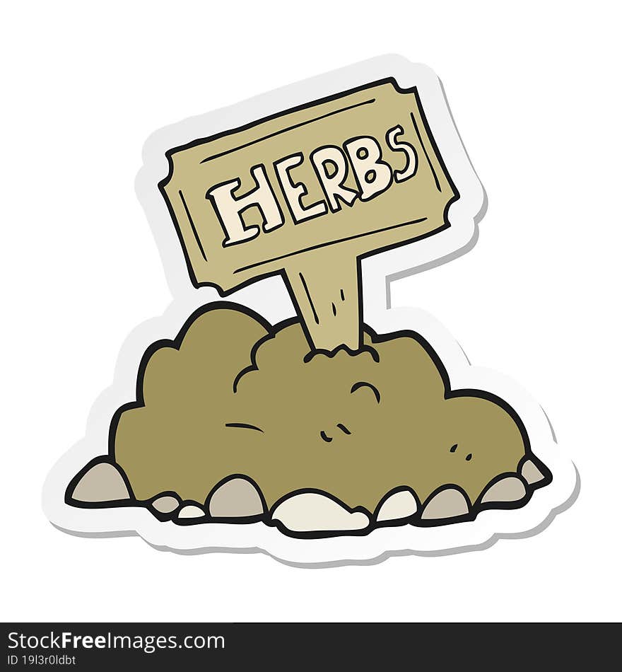 sticker of a cartoon herbs sign