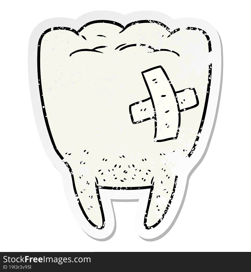 distressed sticker of a cartoon bad tooth