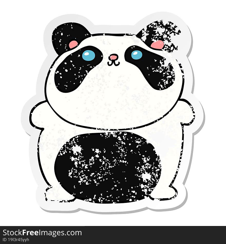 Distressed Sticker Of A Cartoon Panda