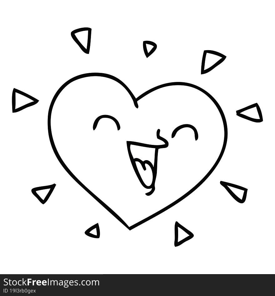 line drawing quirky cartoon happy heart. line drawing quirky cartoon happy heart