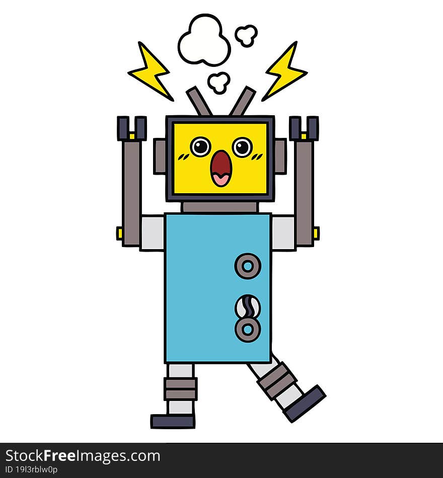 cute cartoon of a malfunctioning robot