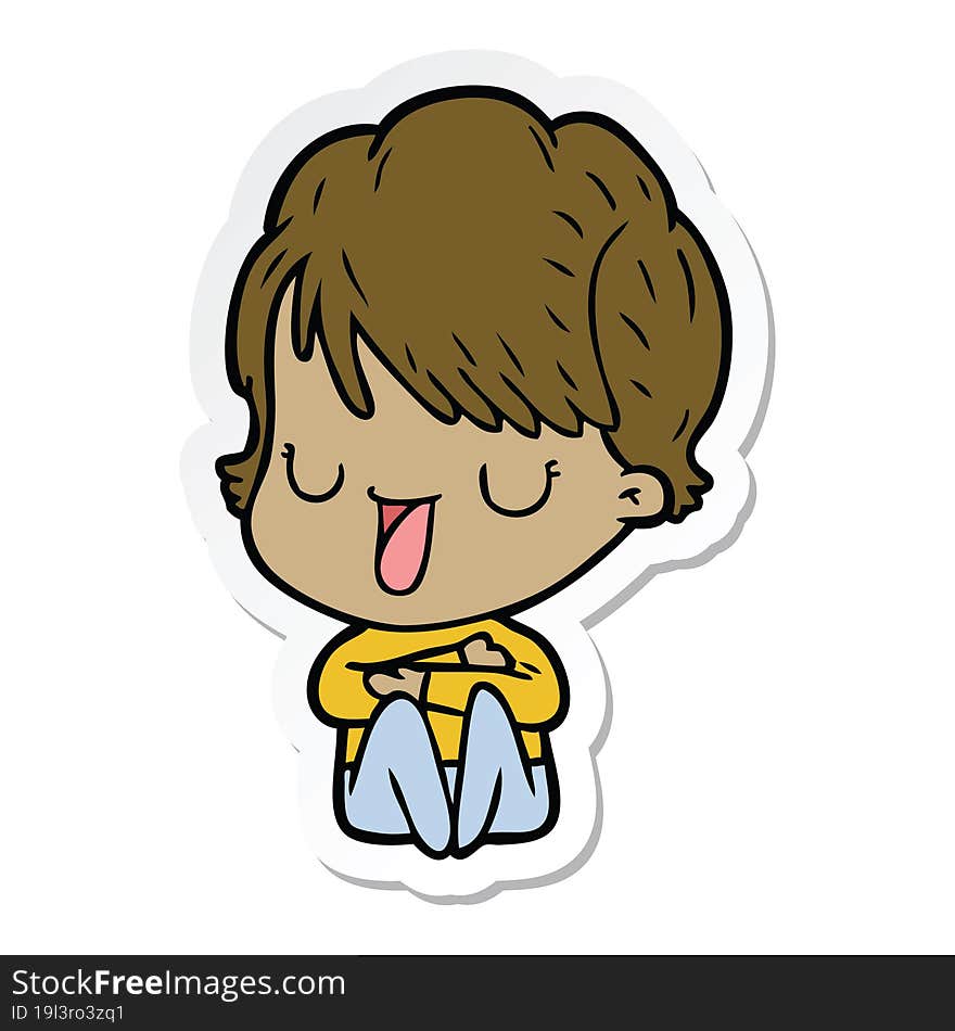 sticker of a cartoon woman talking