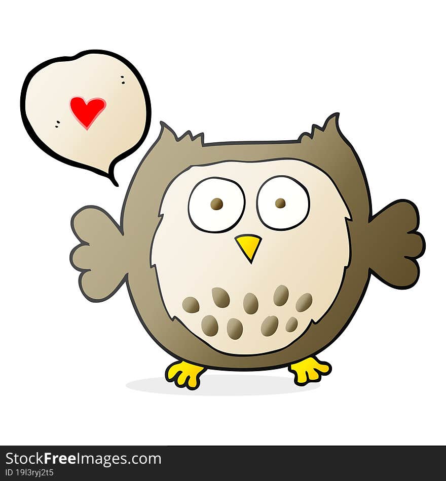 freehand drawn speech bubble cartoon owl