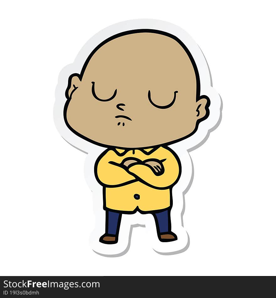 sticker of a cartoon bald man