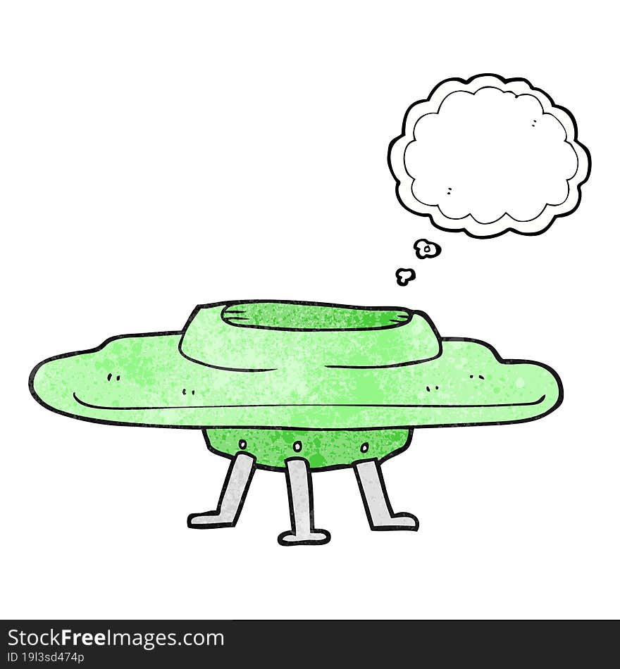 Thought Bubble Textured Cartoon Flying Saucer