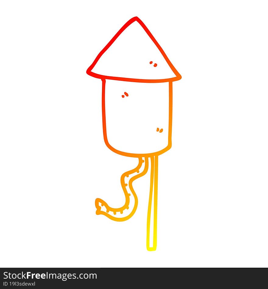 warm gradient line drawing cartoon rocket