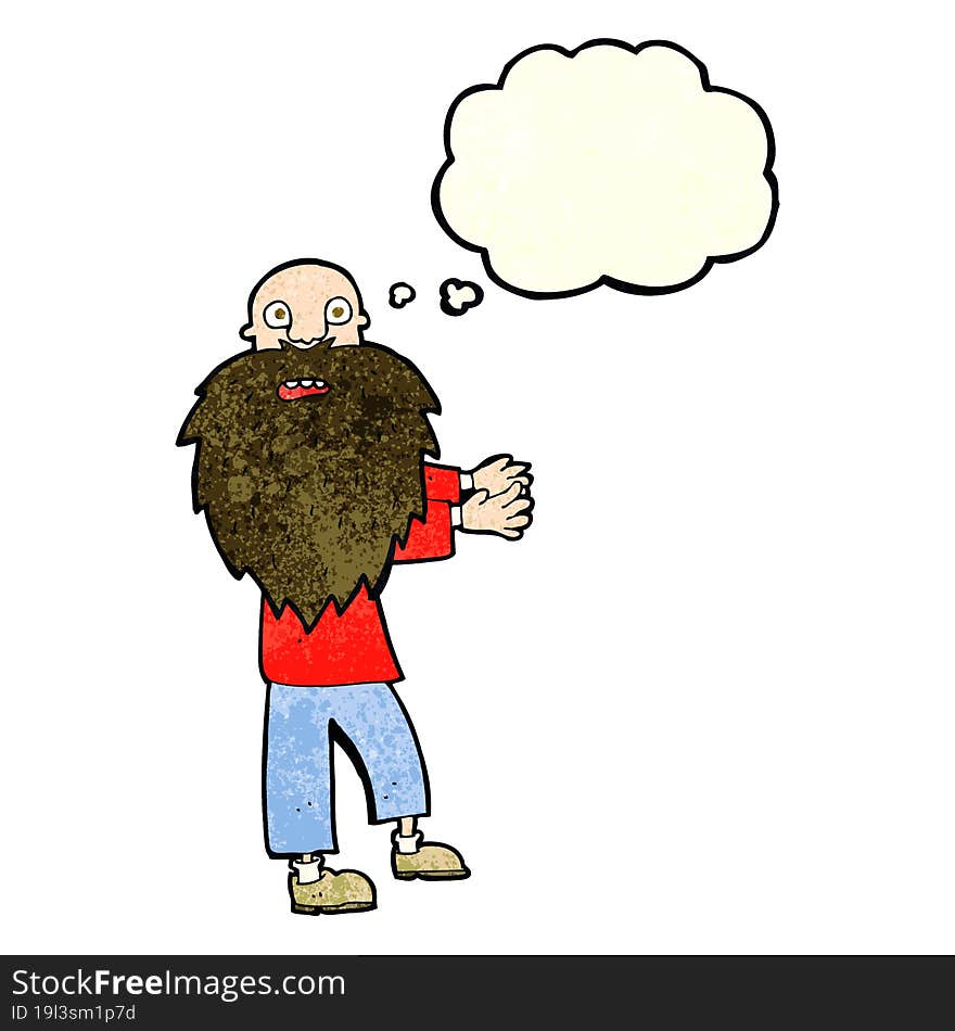 Cartoon Bearded Old Man With Thought Bubble