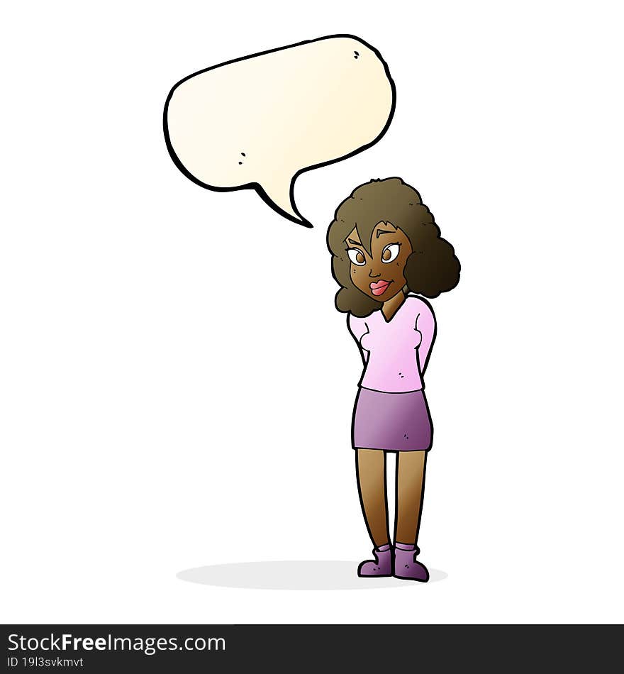 cartoon confused woman with speech bubble