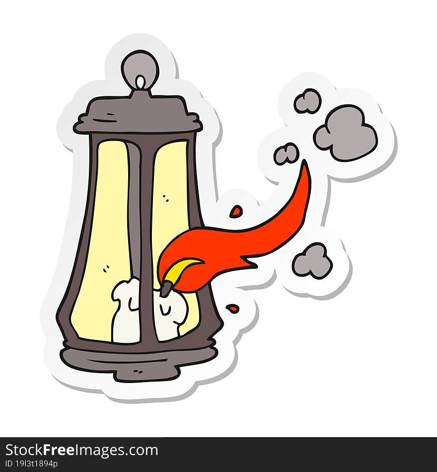 Sticker Of A Cartoon Spooky Lantern