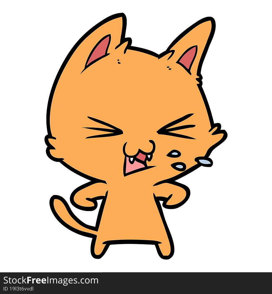 cartoon cat hissing. cartoon cat hissing