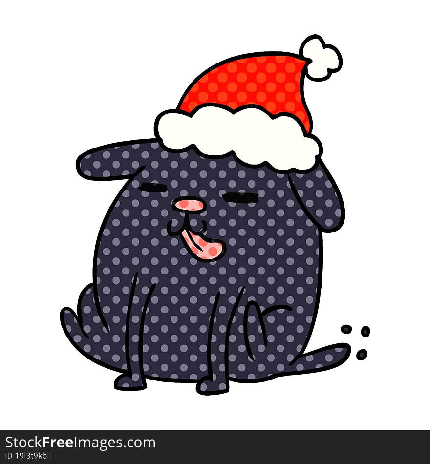 hand drawn christmas cartoon of kawaii dog