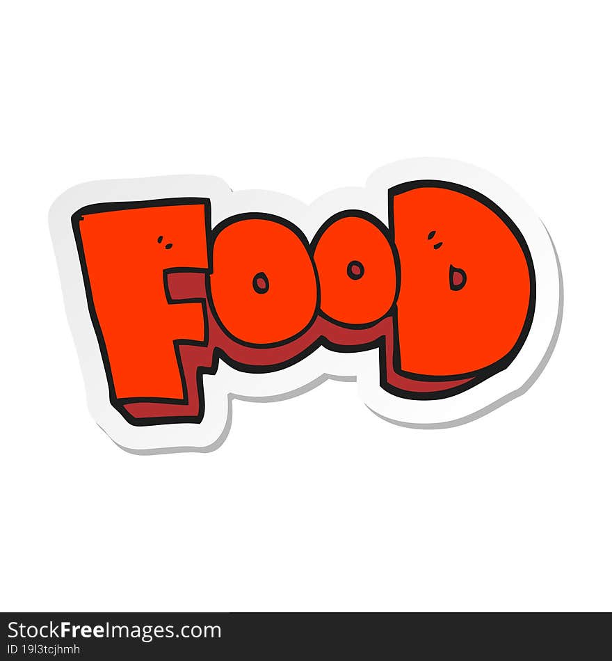 sticker of a cartoon word food