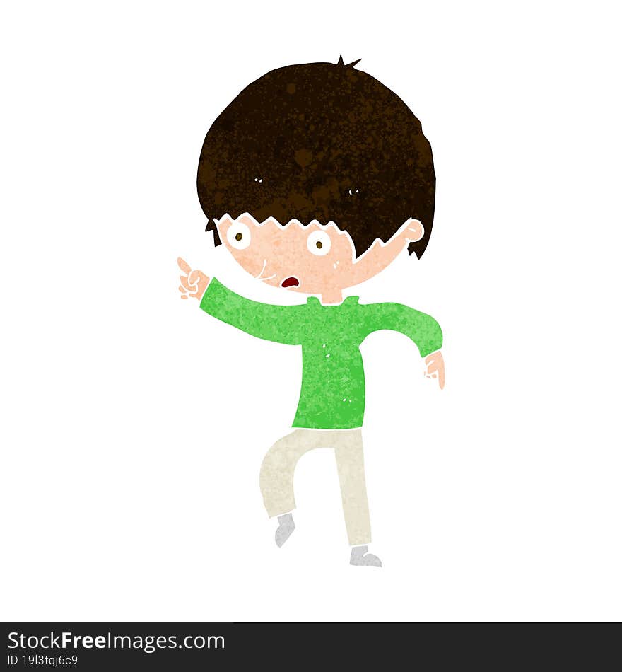 cartoon worried boy pointing