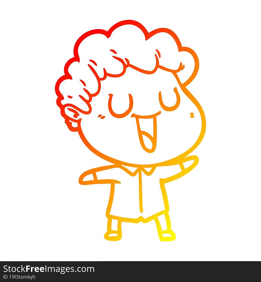 warm gradient line drawing of a laughing cartoon man