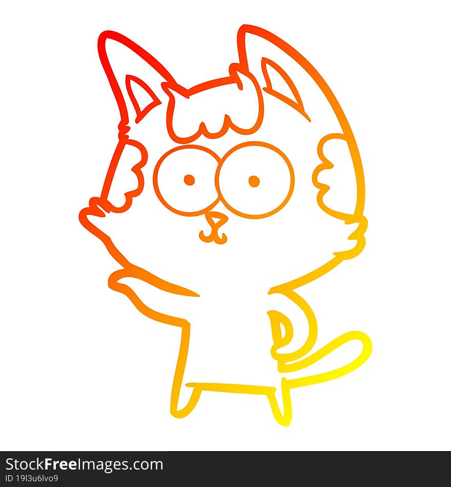 warm gradient line drawing happy cartoon cat