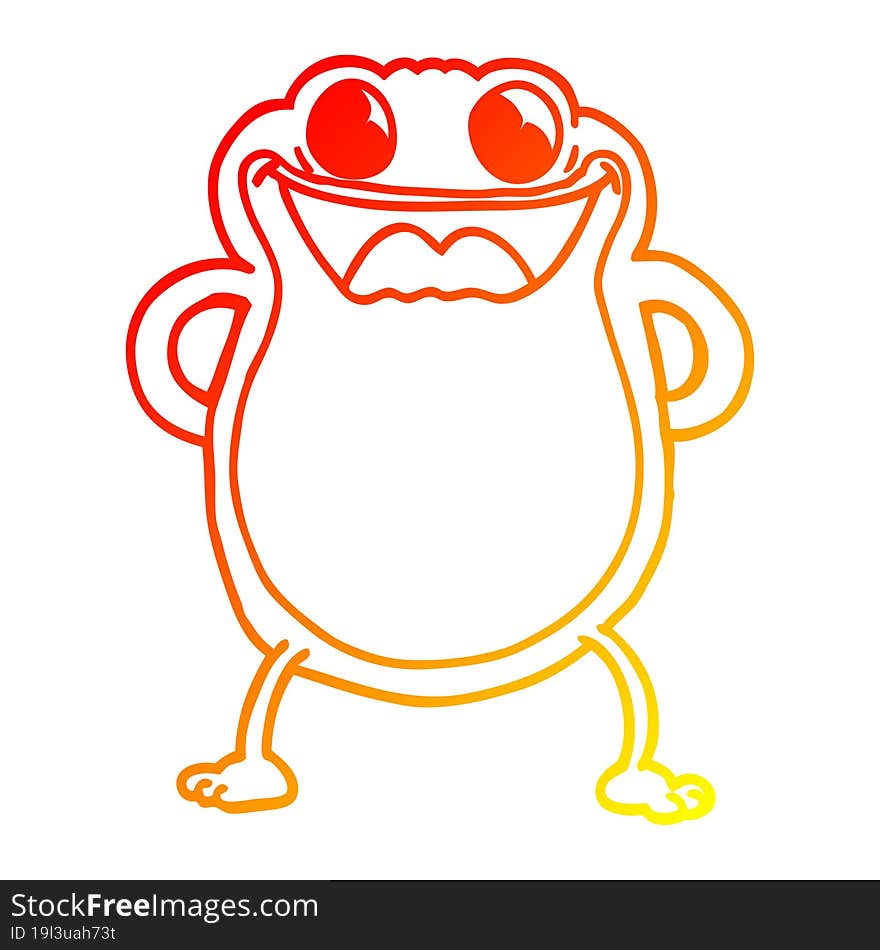 warm gradient line drawing of a cartoon frog