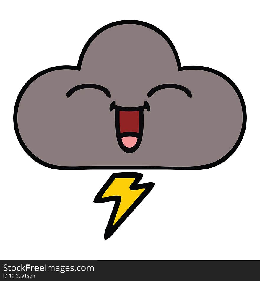 cute cartoon of a storm cloud. cute cartoon of a storm cloud