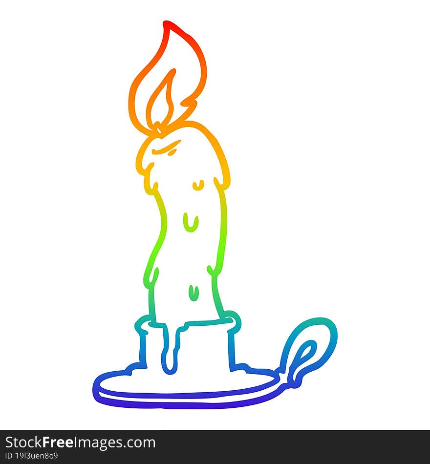 rainbow gradient line drawing spooky old candle