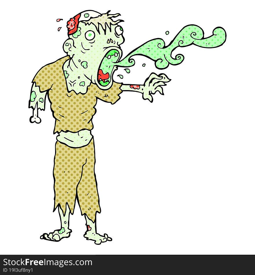 Comic Book Style Cartoon Gross Zombie