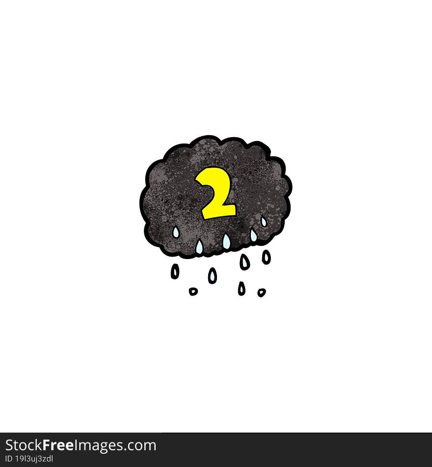 cartoon raincloud with number two