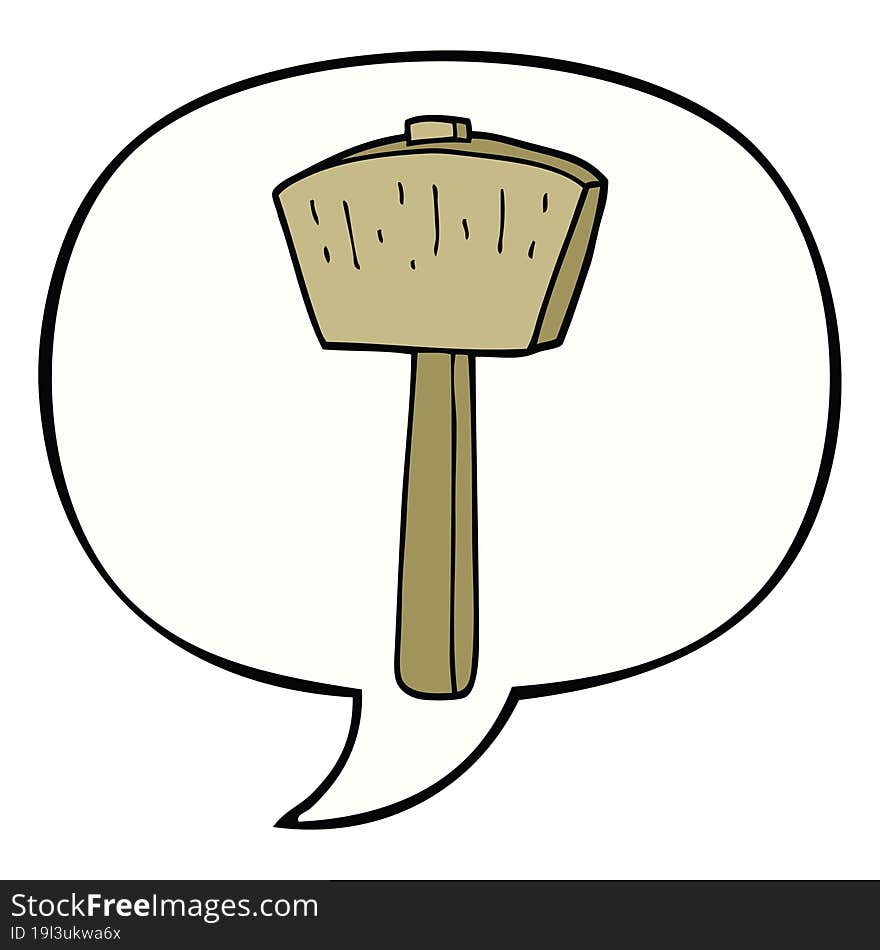 Cartoon Mallet And Speech Bubble