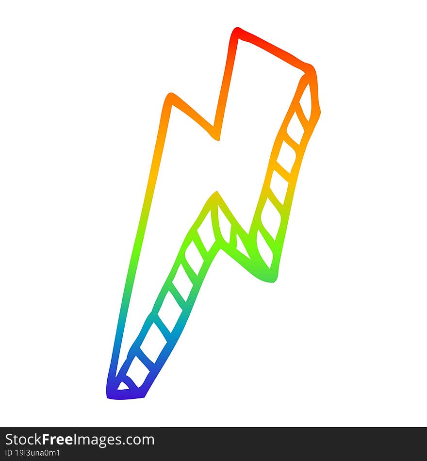 rainbow gradient line drawing cartoon thunder bolt