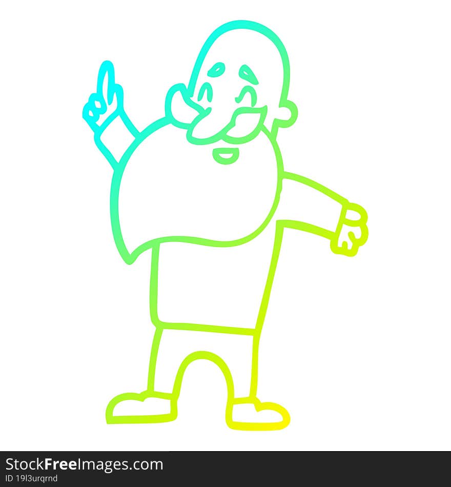 cold gradient line drawing cartoon man with beard