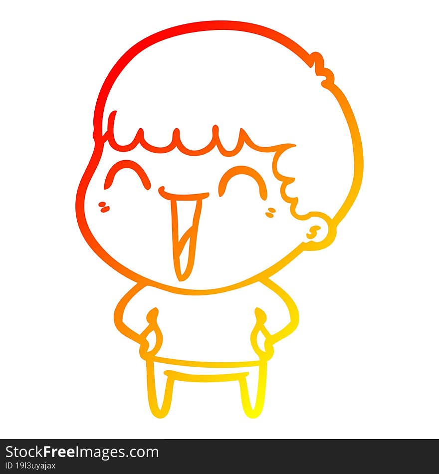 warm gradient line drawing of a cartoon happy man