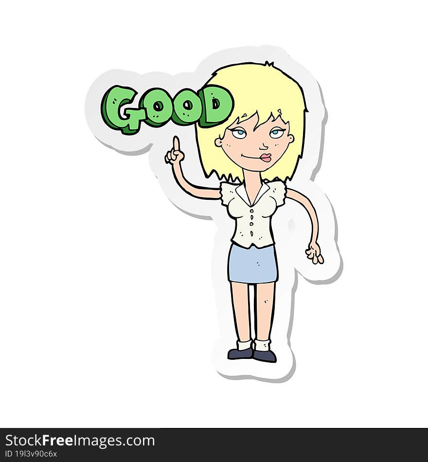 sticker of a cartoon woman doing good