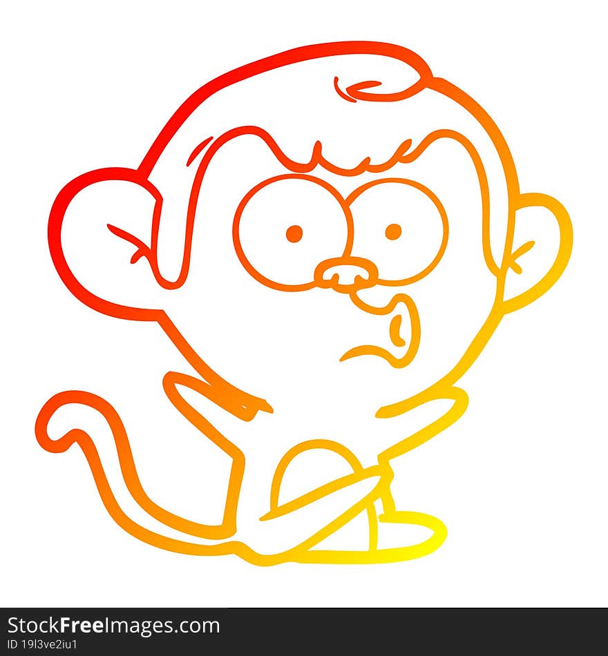 warm gradient line drawing cartoon hooting monkey