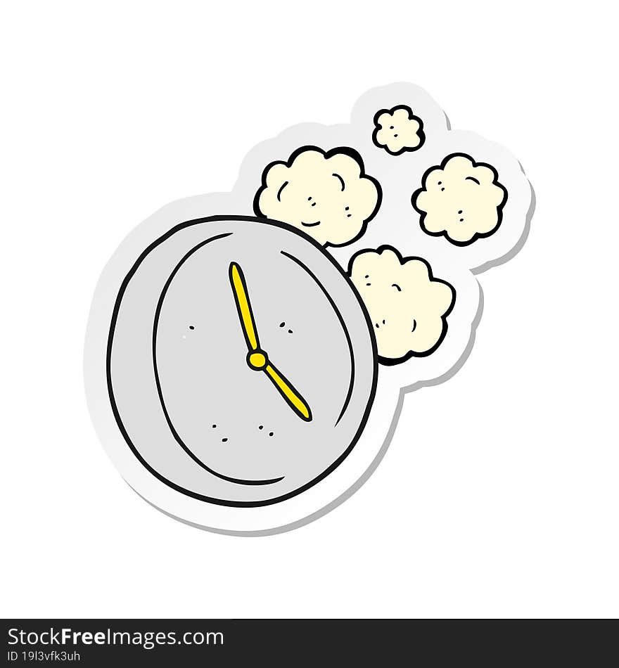 Sticker Of A Cartoon Ticking Clock